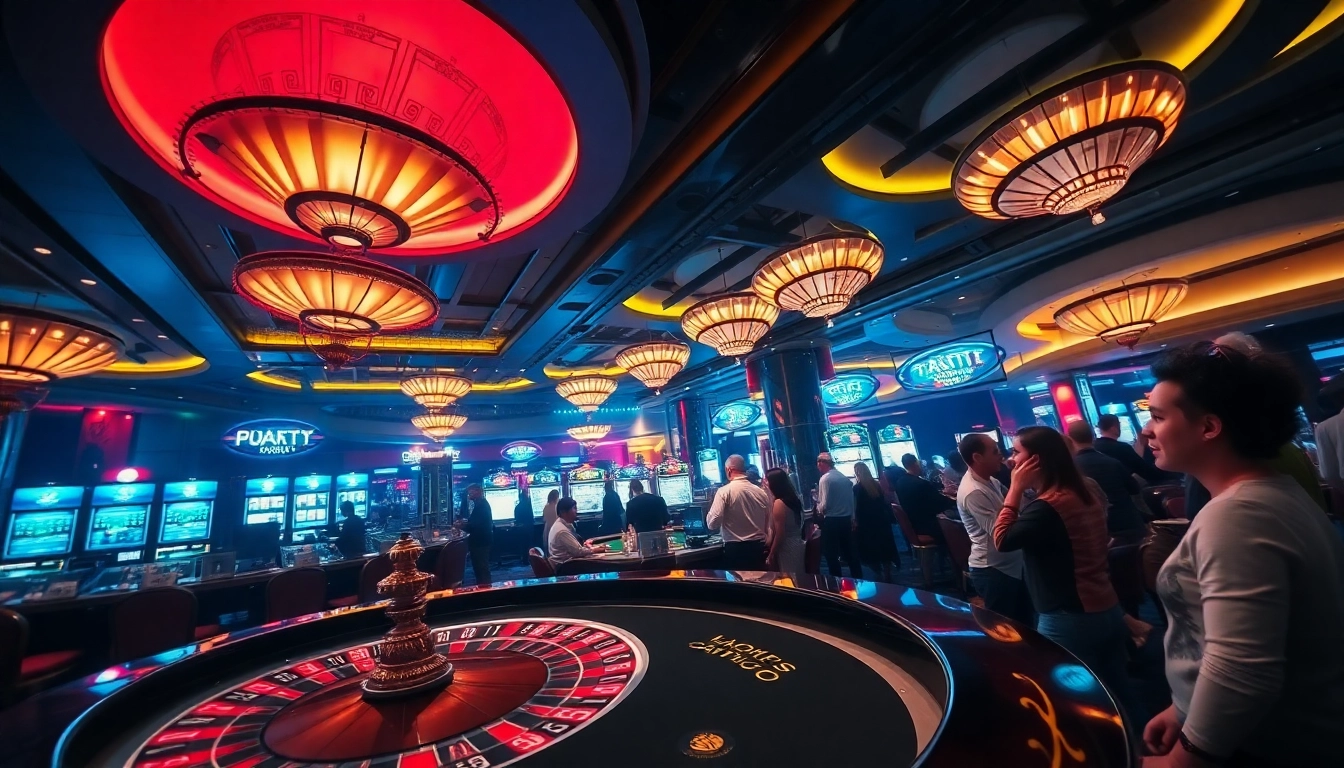 Exciting players experiencing the 789P CASINO vibe at a vibrant roulette table under colorful lights.
